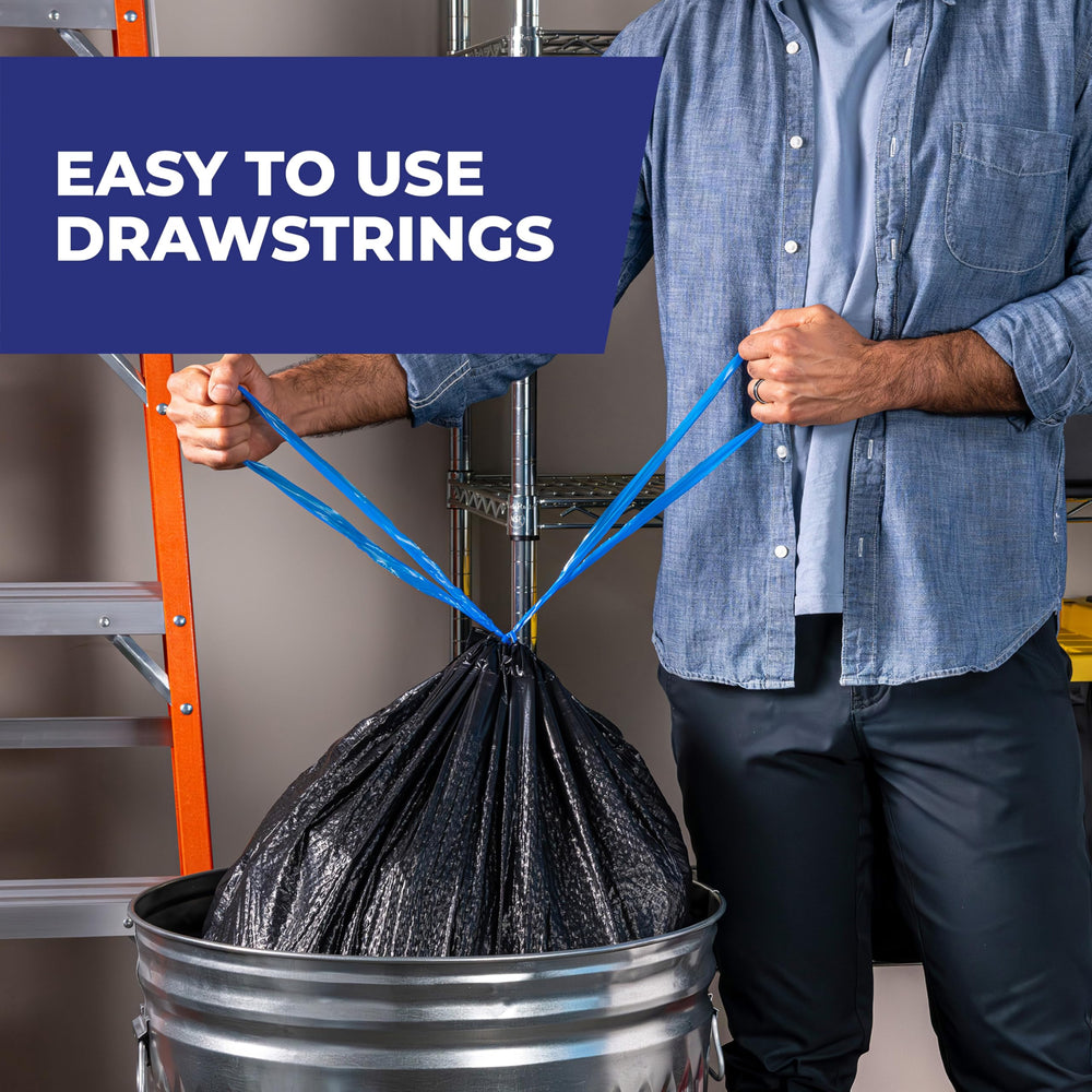Hefty bolsa 30 gal comparada con un cubo para ver tamaño y capacidad real