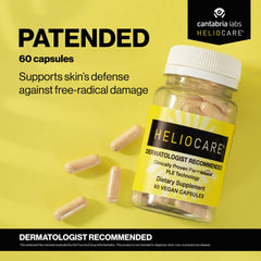 Heliocare cápsula en primer plano destacando tamaño y uso fácil para toma diaria