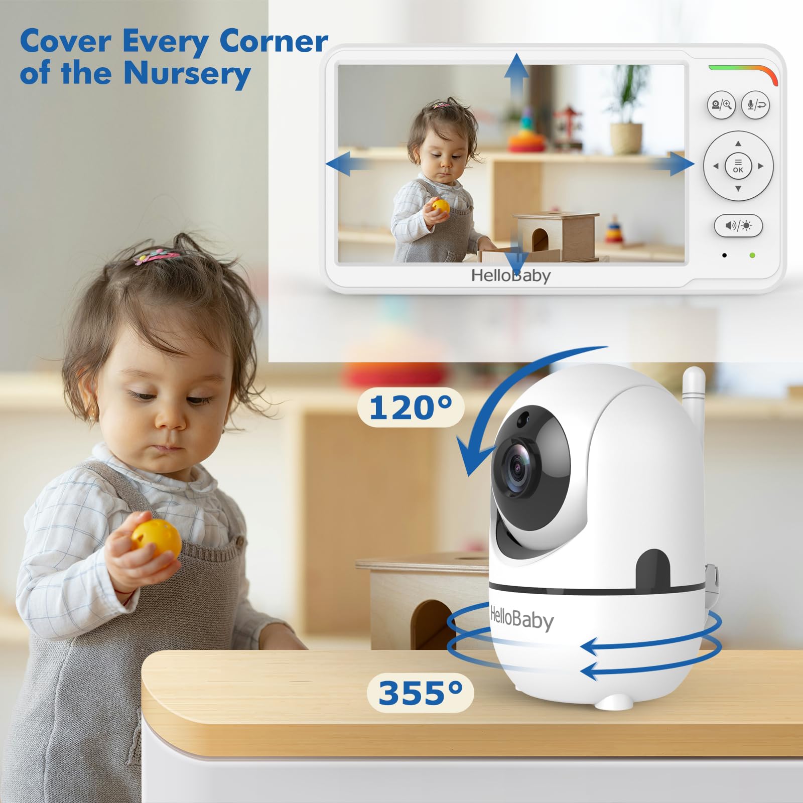 HelloBaby pantalla con indicador de batería mostrando autonomía prolongada