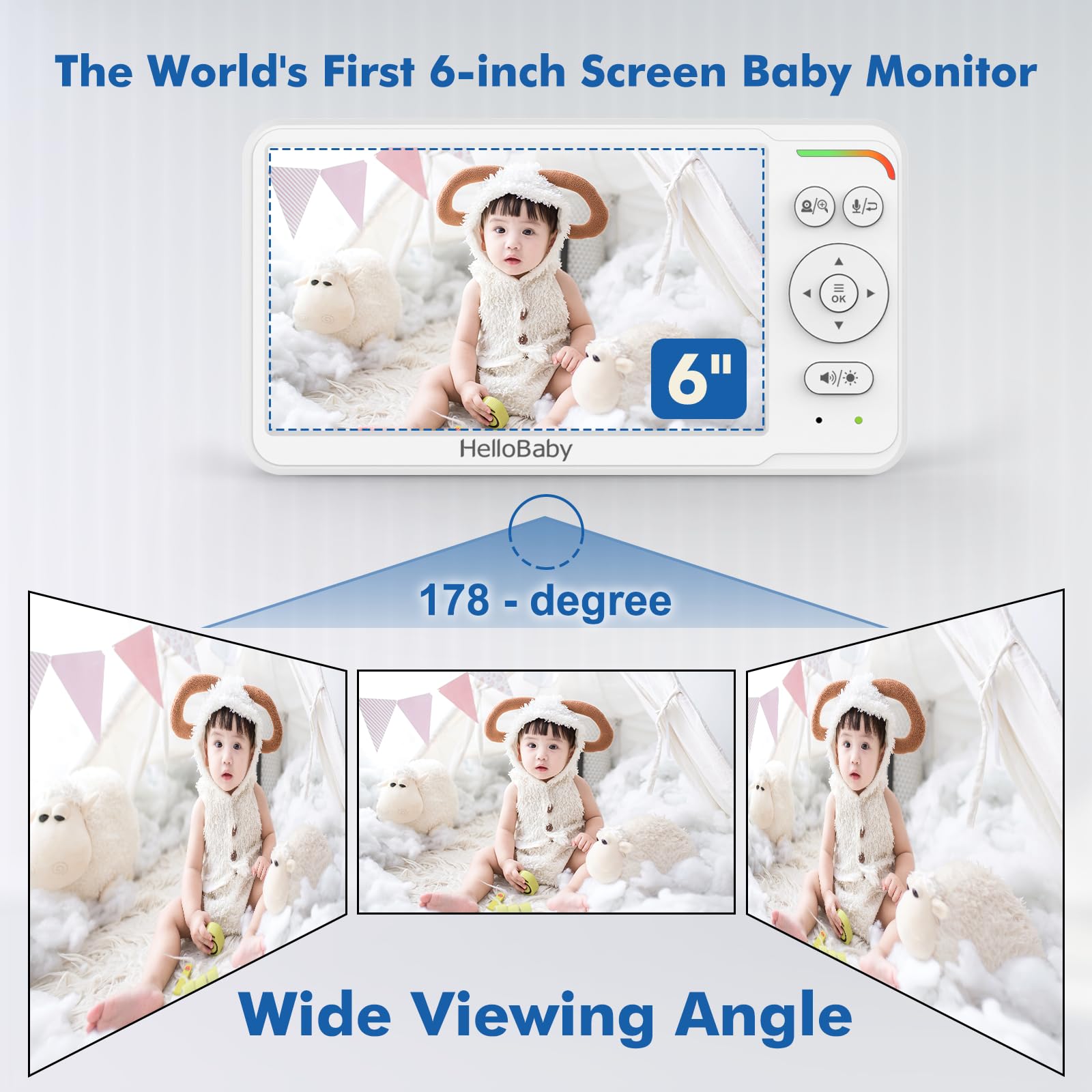 HelloBaby cámara montada en pared para vigilancia estable del dormitorio
