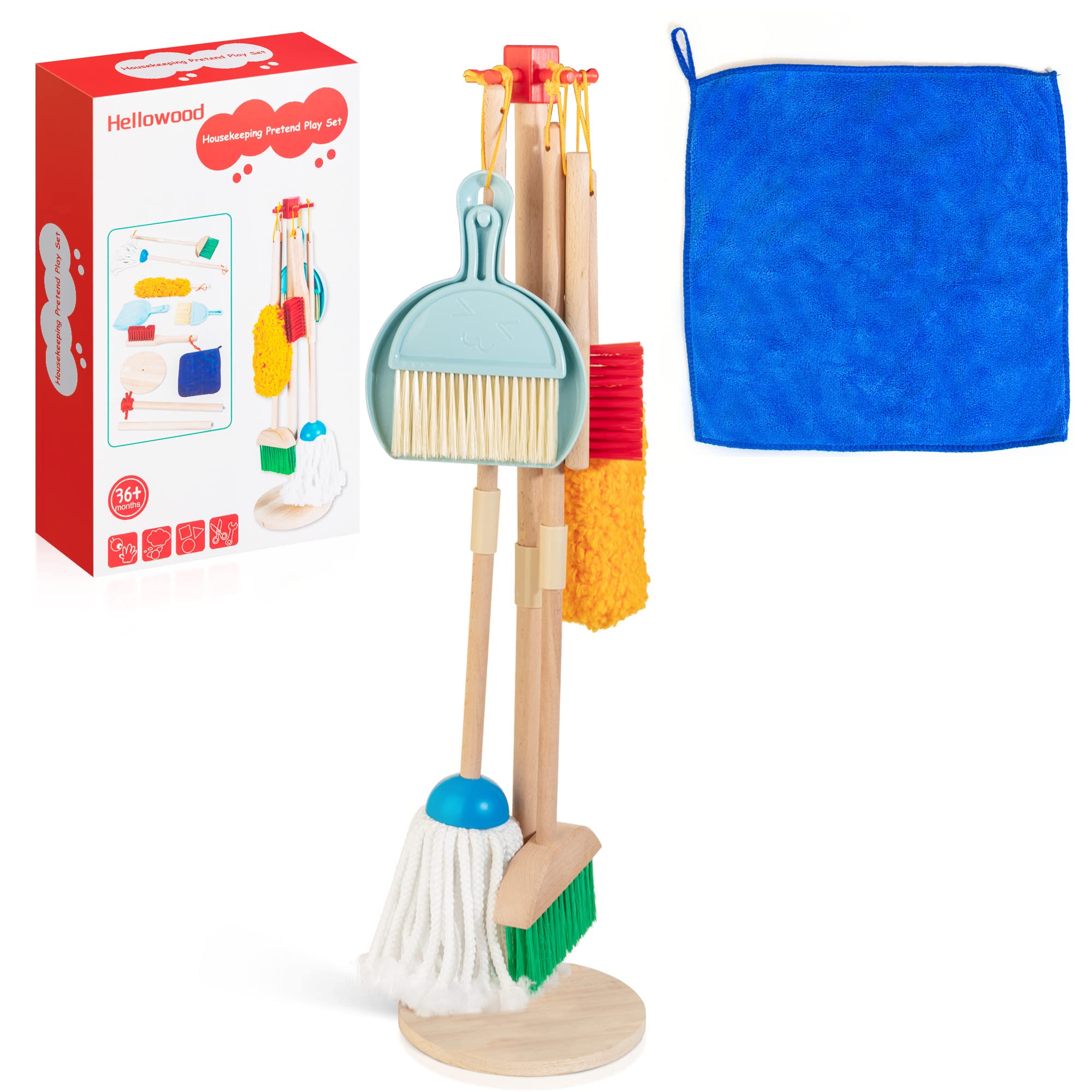 HELLOWOOD set frontal mostrando las 8 piezas para juego y aprendizaje