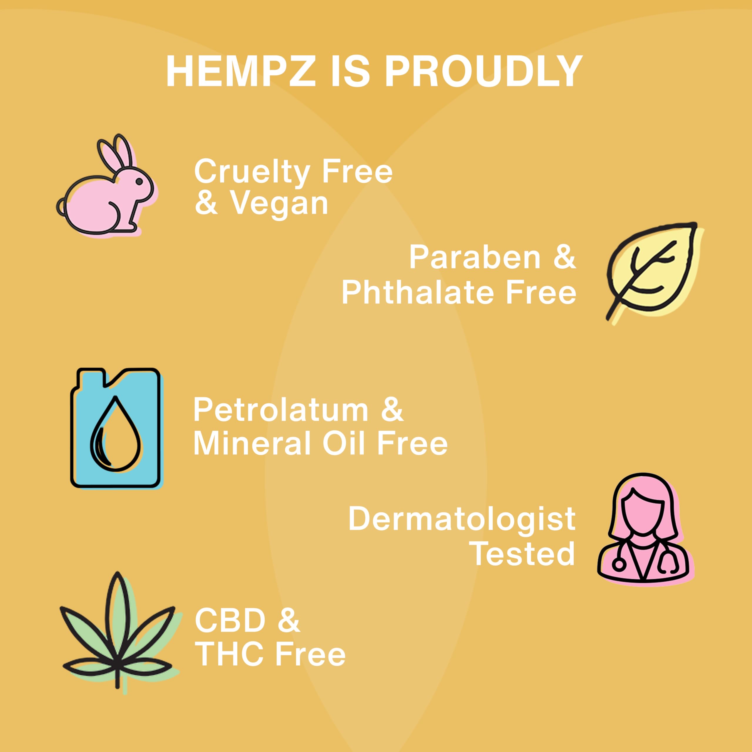 Hempz ambiente de baño con vainilla sugiriendo aroma cálido y relajante