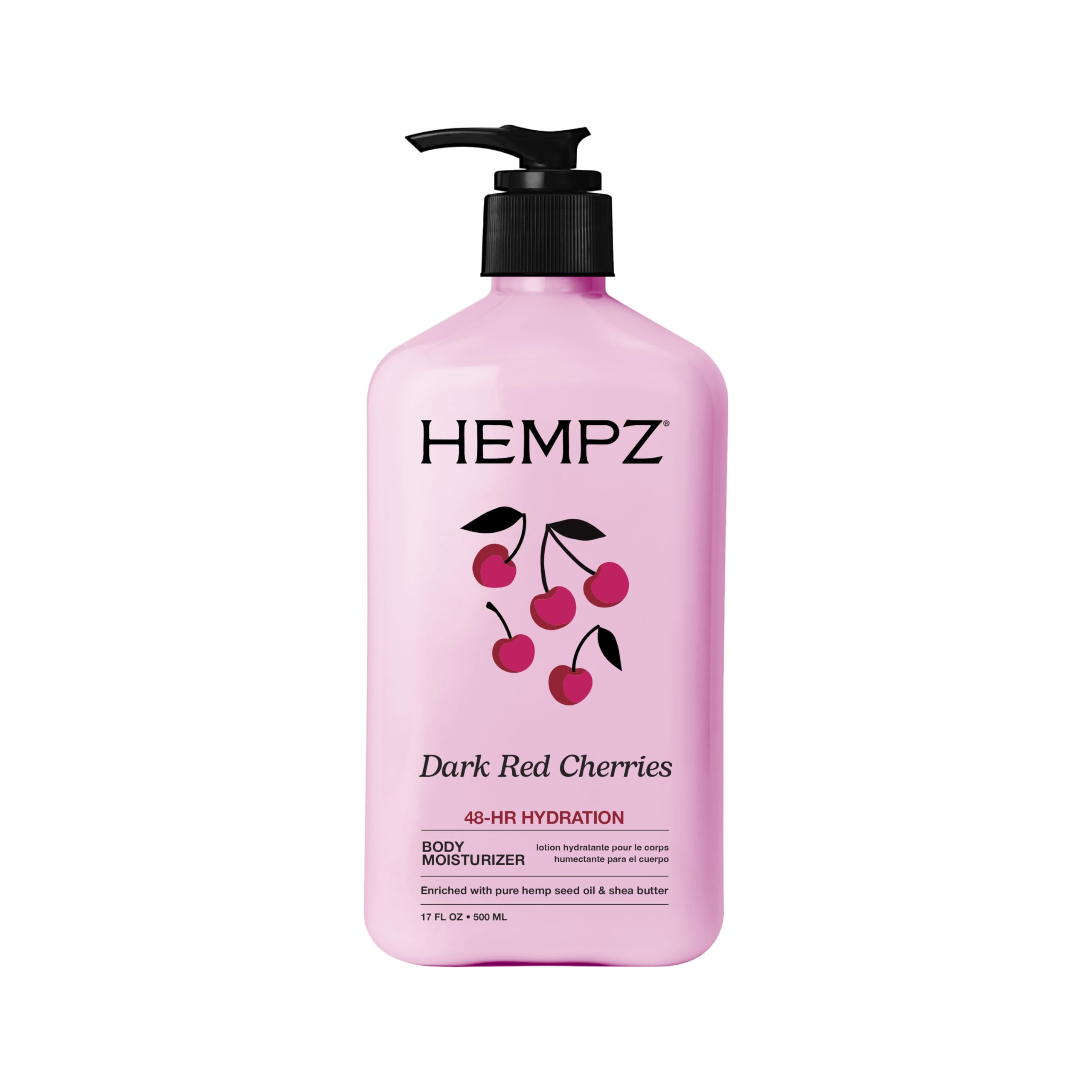Hempz botella frente del empaque mostrando diseño y beneficio hidratante