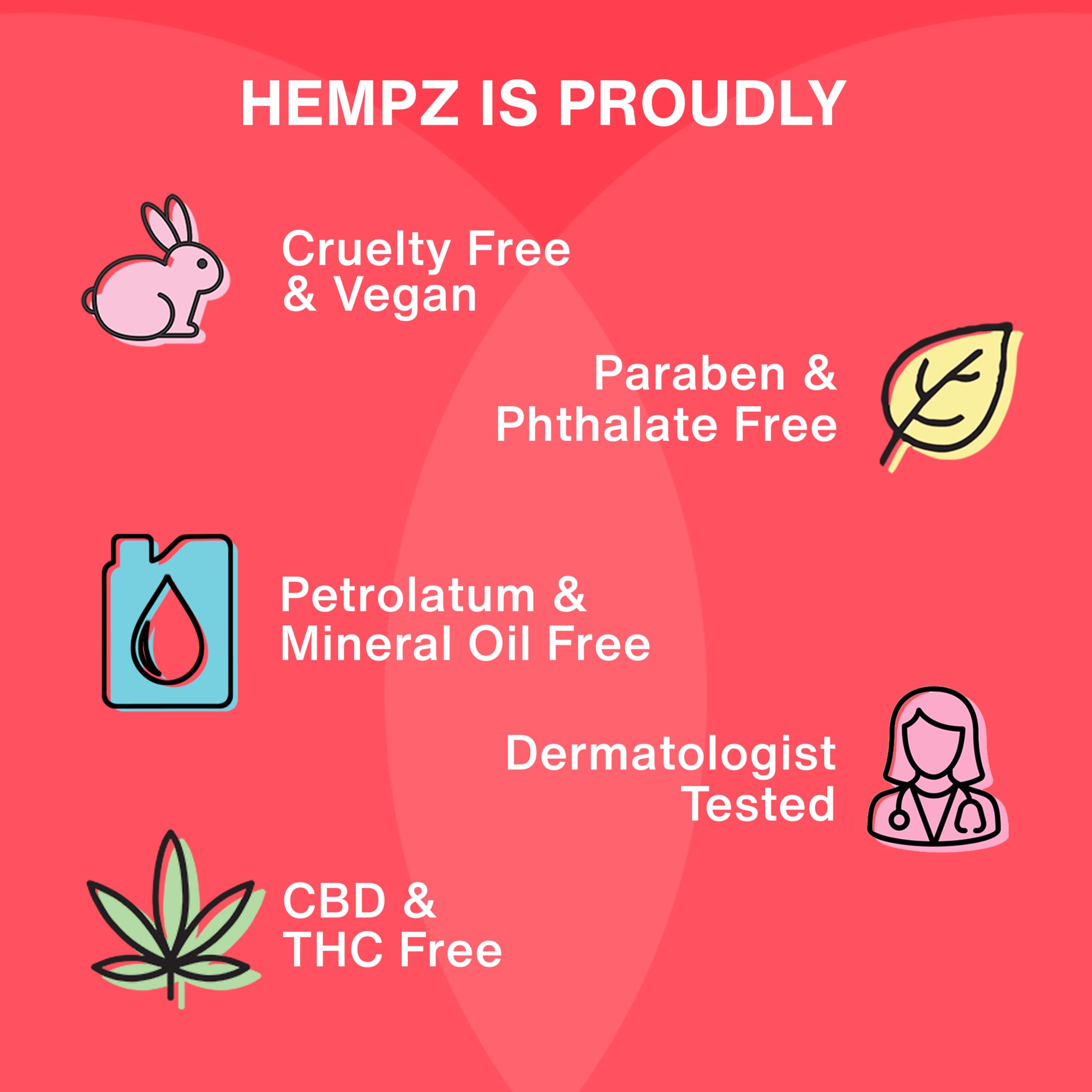Hempz etiqueta con ingredientes resaltados que comunica beneficios botánicos