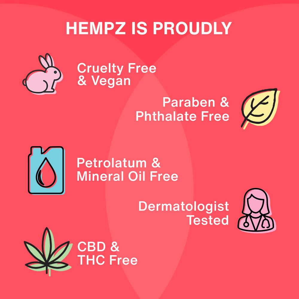 Hempz etiqueta con ingredientes resaltados que comunica beneficios botánicos