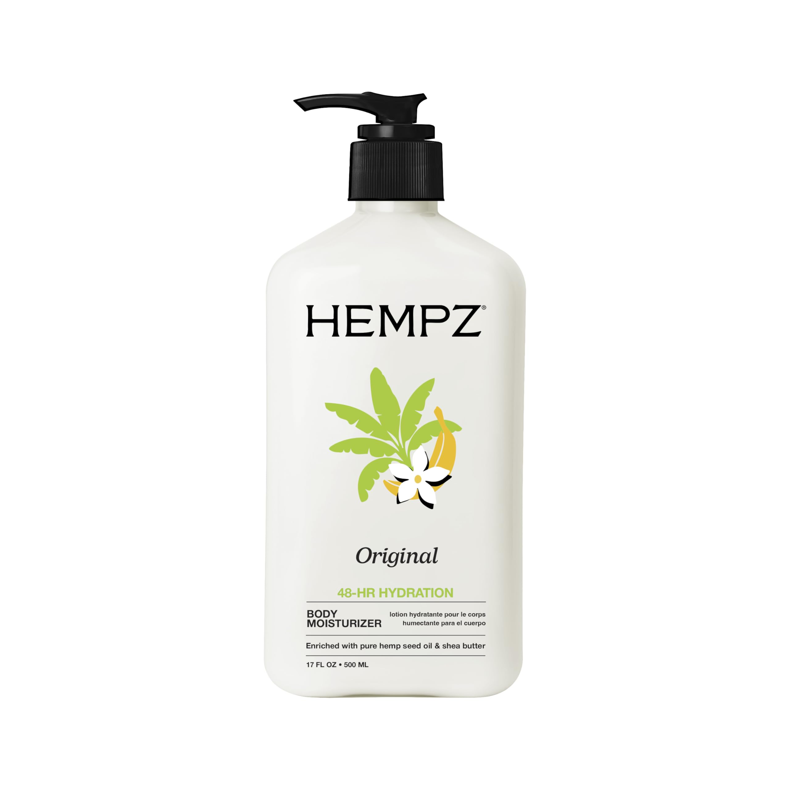 Hempz botella con dosificador frontal muestra envase práctico y control de producto