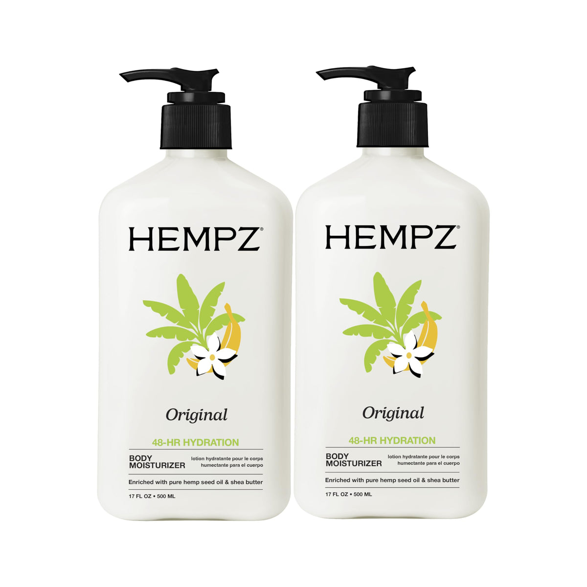 Hempz frontal del envase pack de 2 mostrando formato y diseño
