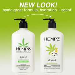 Hempz textura cremosa en mano que muestra rápida absorción e hidratación
