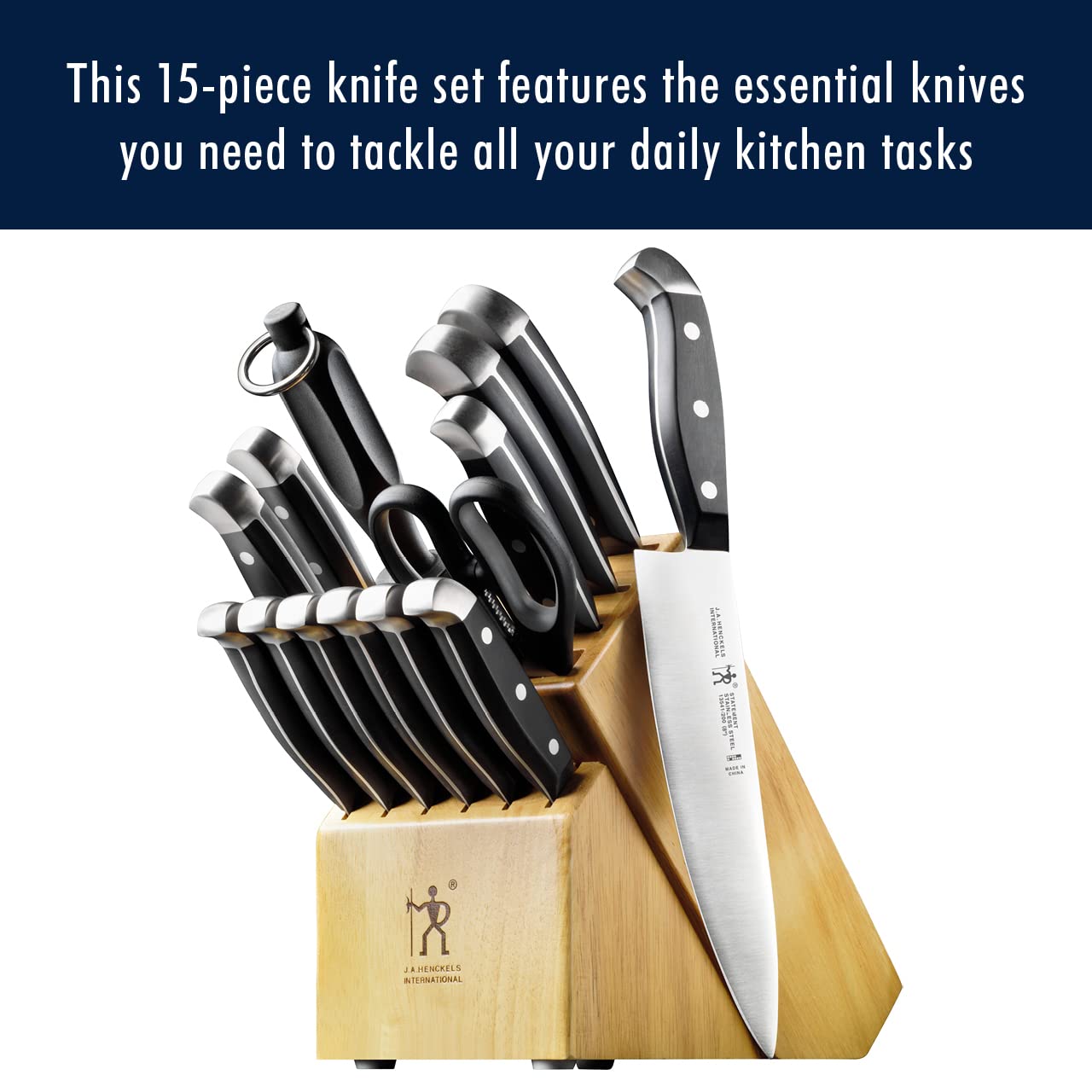 HENCKELS cuchillo de chef 8" detalle del filo para cortes precisos