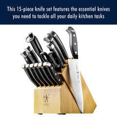 HENCKELS cuchillo de chef 8" detalle del filo para cortes precisos