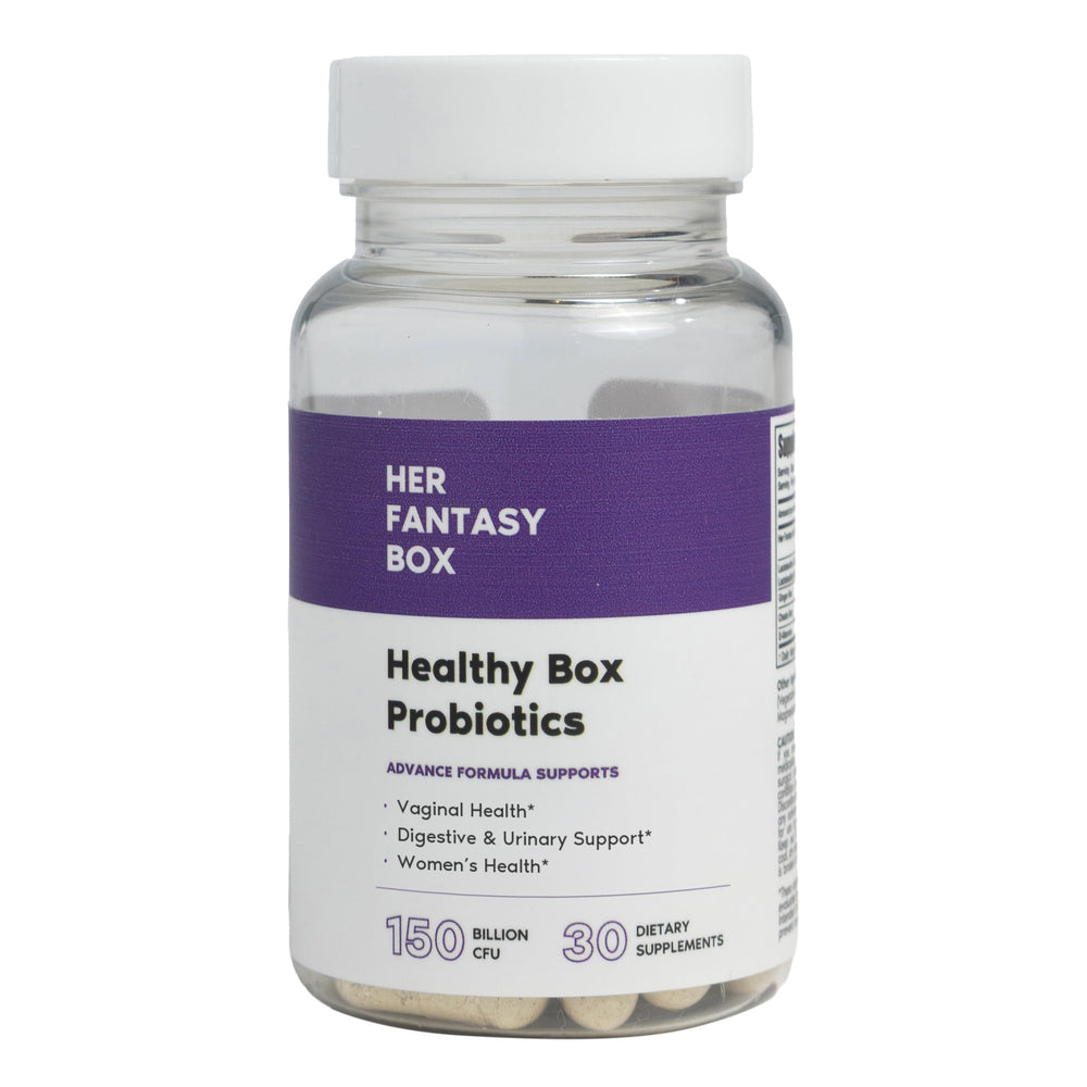 Her Fantasy Box frasco frontal mostrando empaque y beneficios visibles