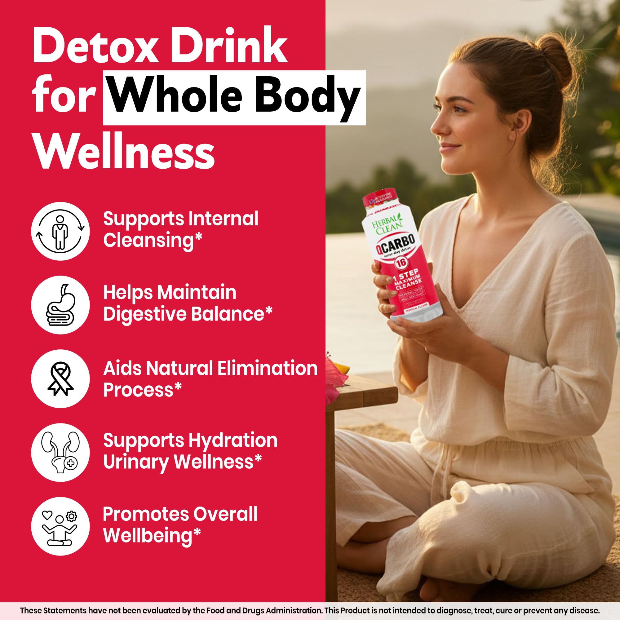 Herbal Clean Qcarbo16 tamaño de la botella 16 fl oz para comparación clara