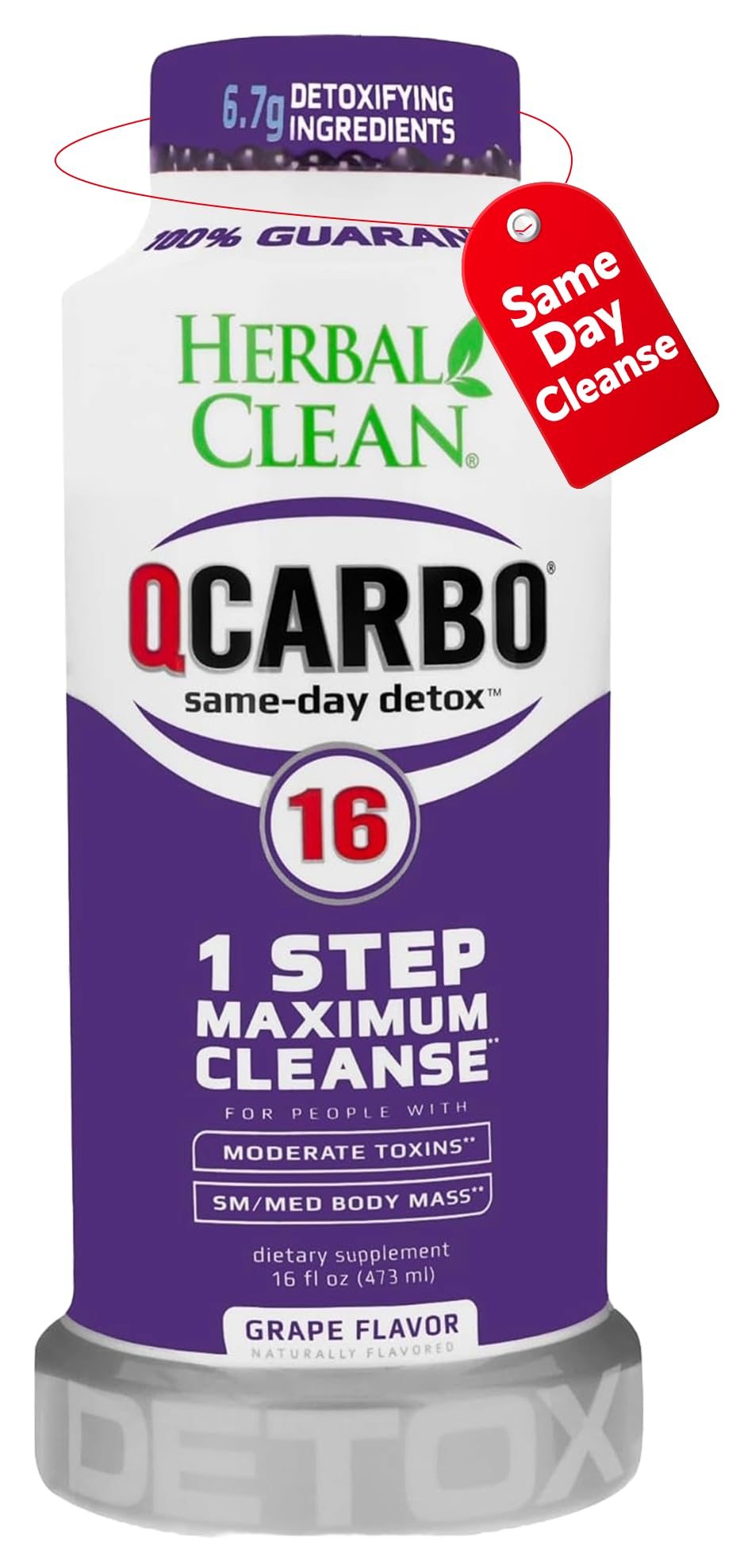 Herbal Clean botella frontal mostrando diseño y tamaño práctico
