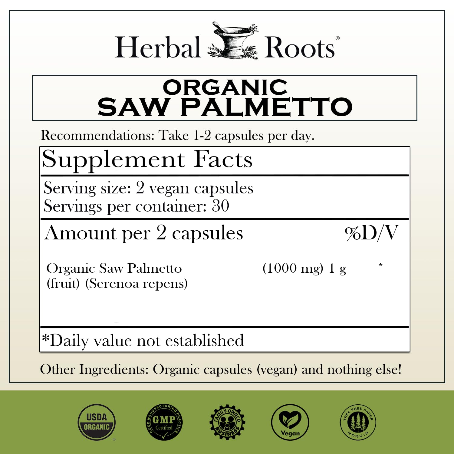 Herbal Roots etiqueta con sello USDA Organic para confianza en origen