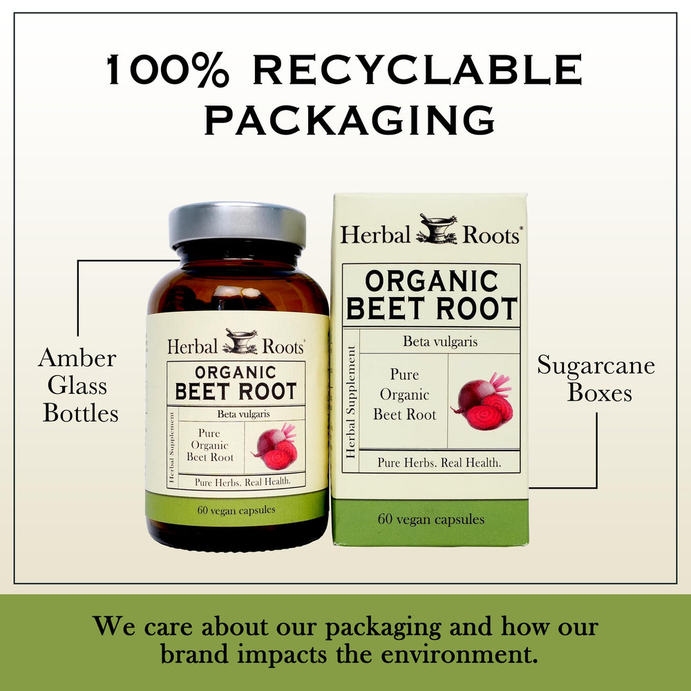 Herbal Roots etiqueta con certificaciones USDA Organic y cGMP visibles