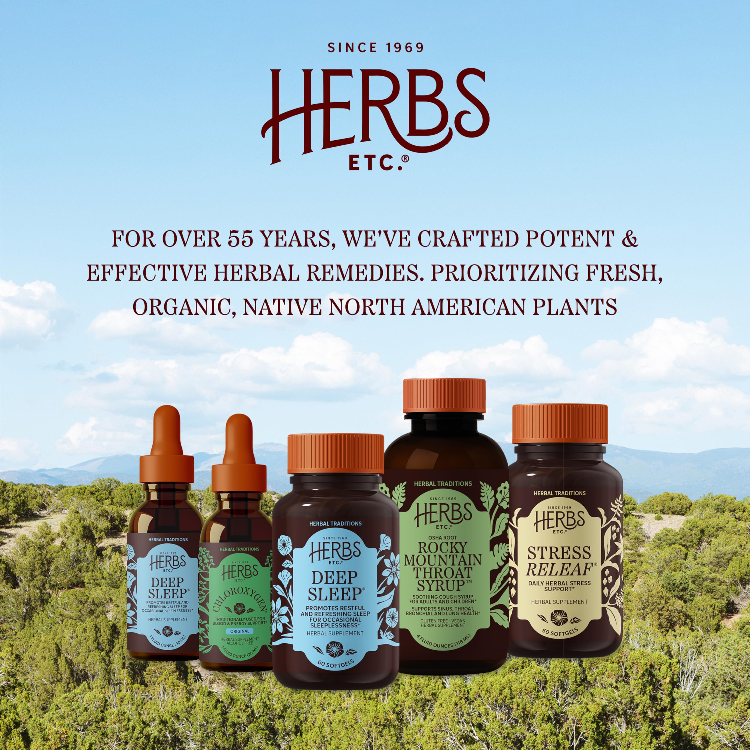 Herbs Etc. hierbas orgánicas usadas en la fórmula, señal de pureza