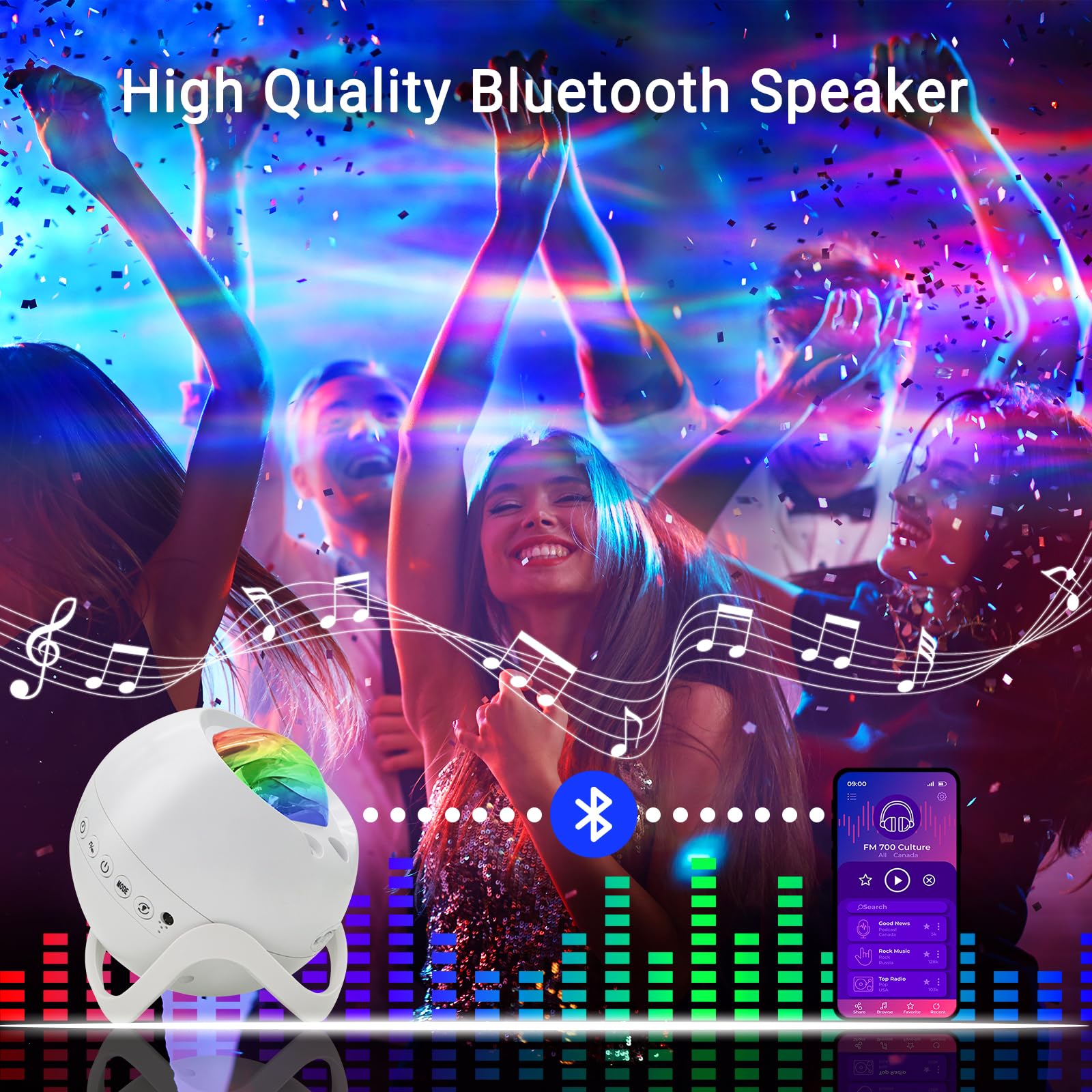 HERHOTER altavoz Bluetooth integrado y botones, reproducción de música clara