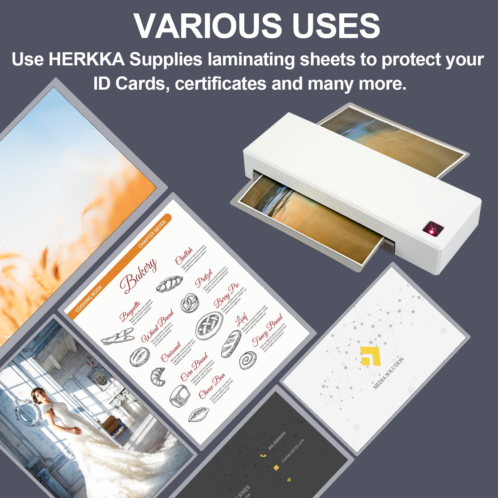HERKKA documento laminado mostrando colores nítidos y resistencia