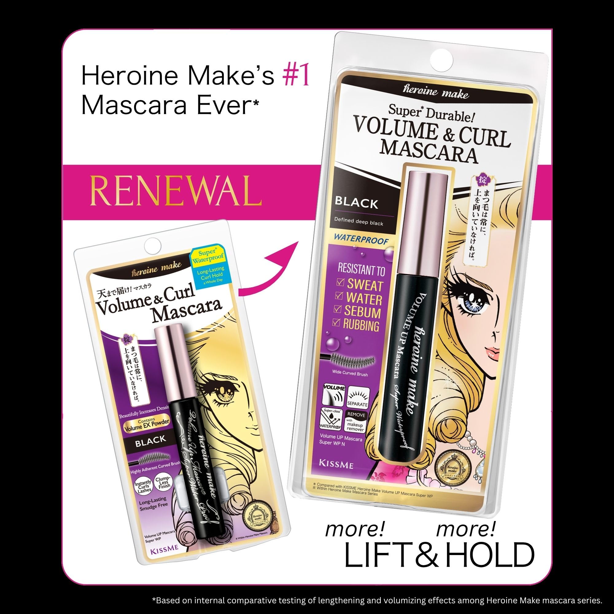 Heroine Make detalle del pincel que separa pestañas para volumen definido