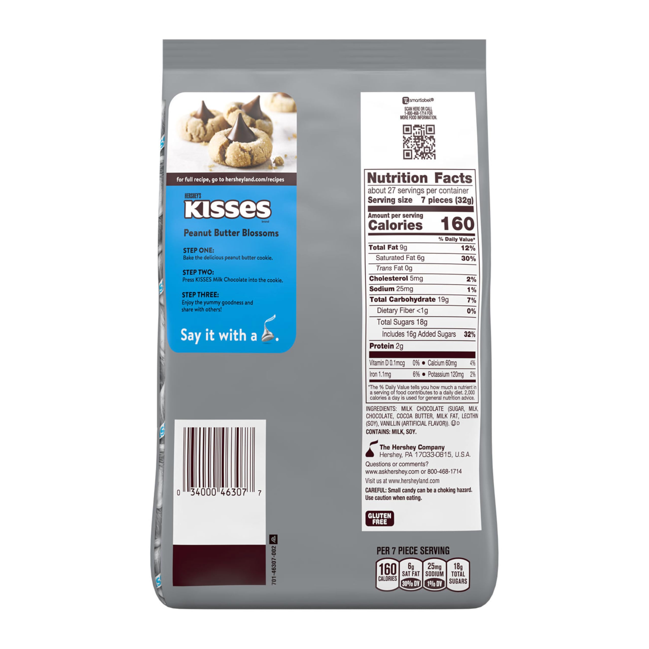 HERSHEY'S KISSES primer plano de bombón envuelto listo para servir