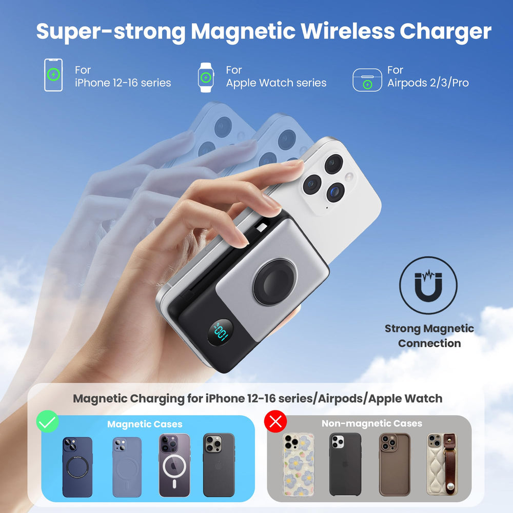 HETP en uso con iPhone y Apple Watch, carga simultánea y conveniente