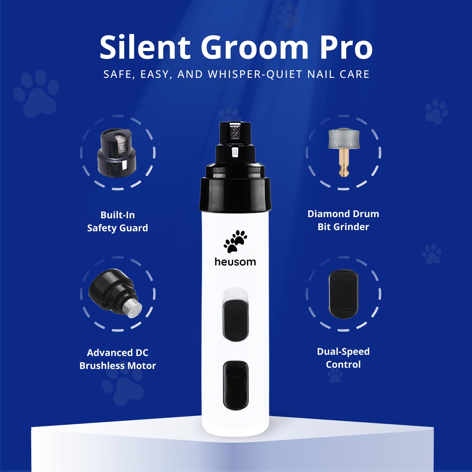 Heusom Silent Groom Pro primer plano de rueda de diamante para limado eficaz