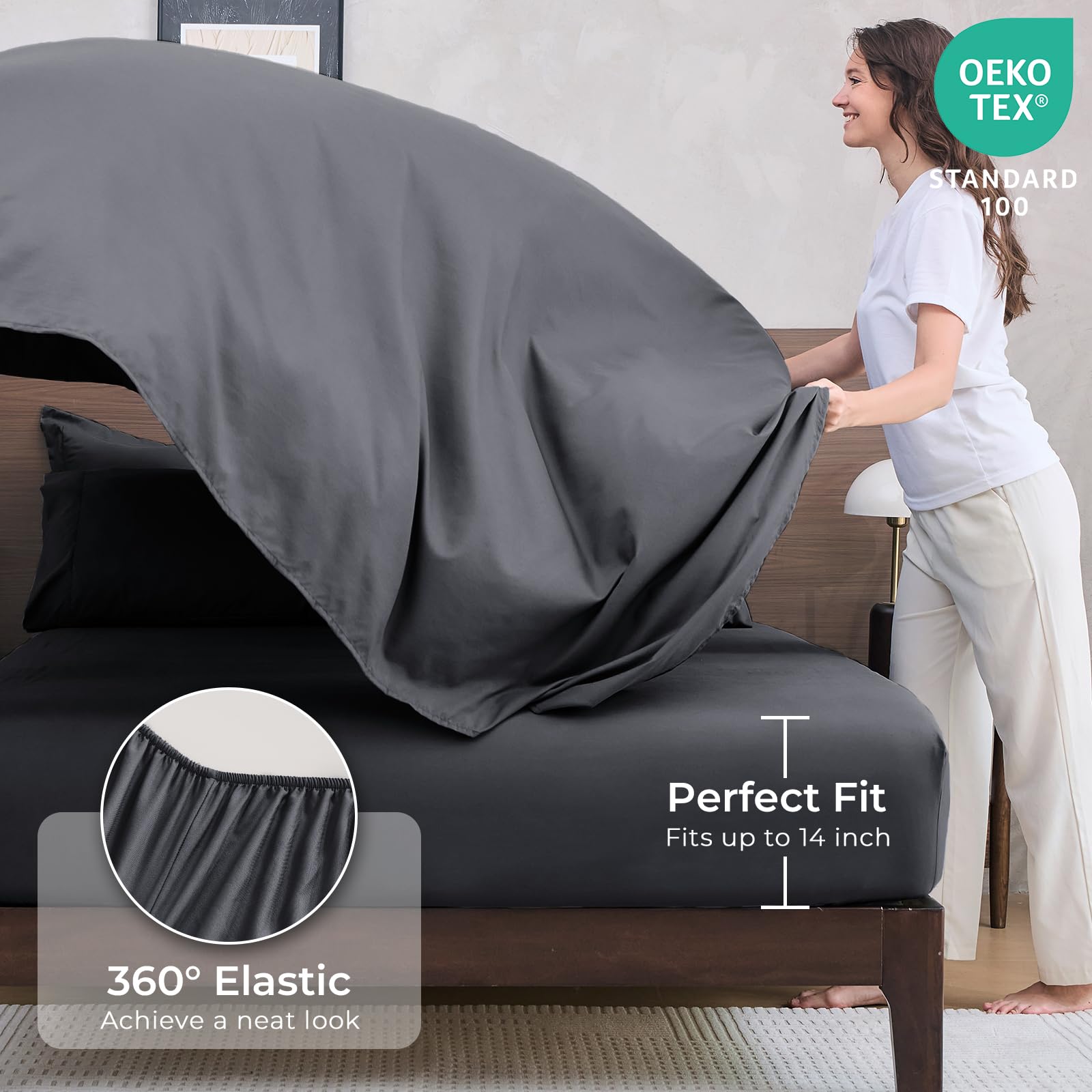 HEVUMYI sábana ajustable con elástico 360° que asegura buen ajuste