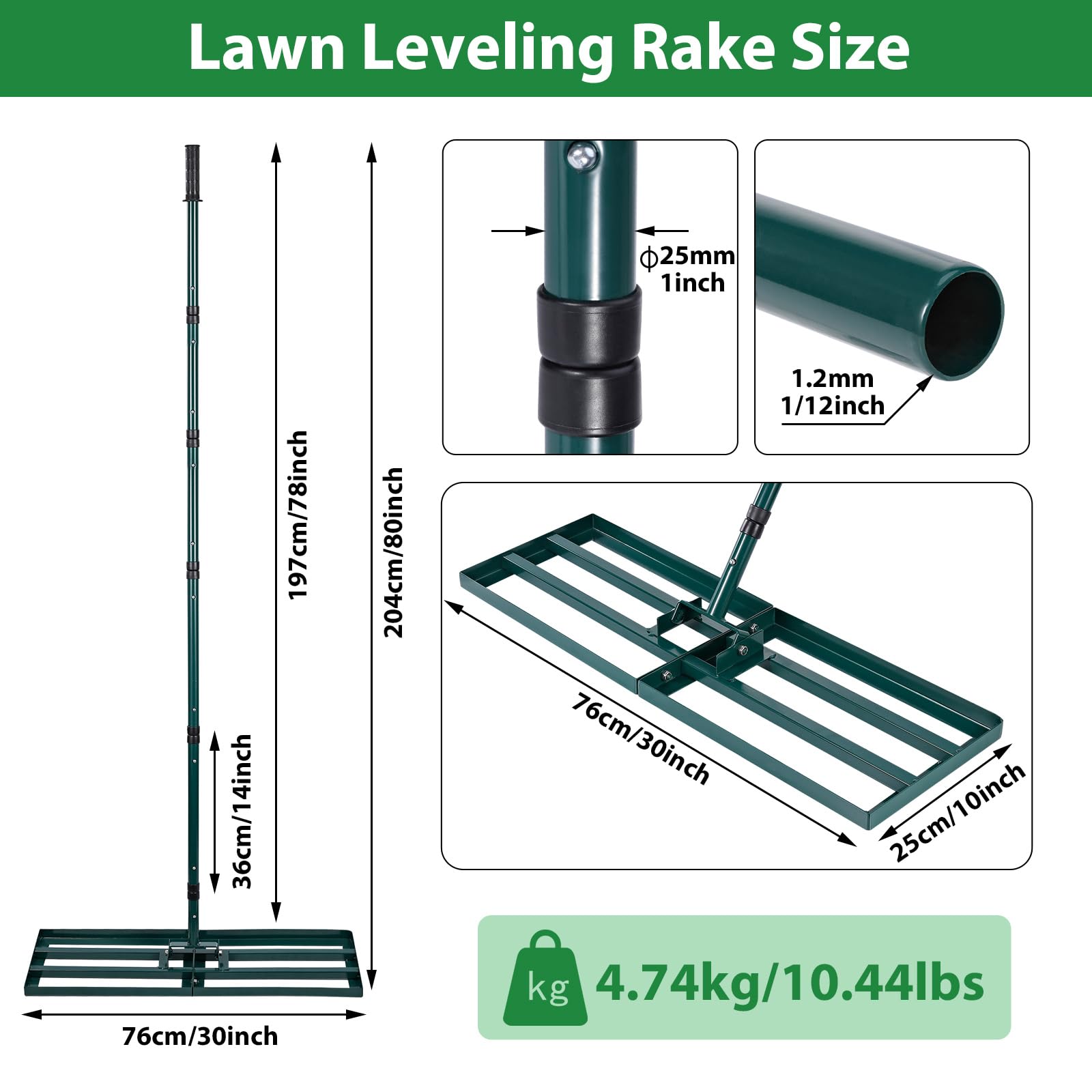 HIDALIFE rake in use smoothing a lawn to show faster, even leveling results