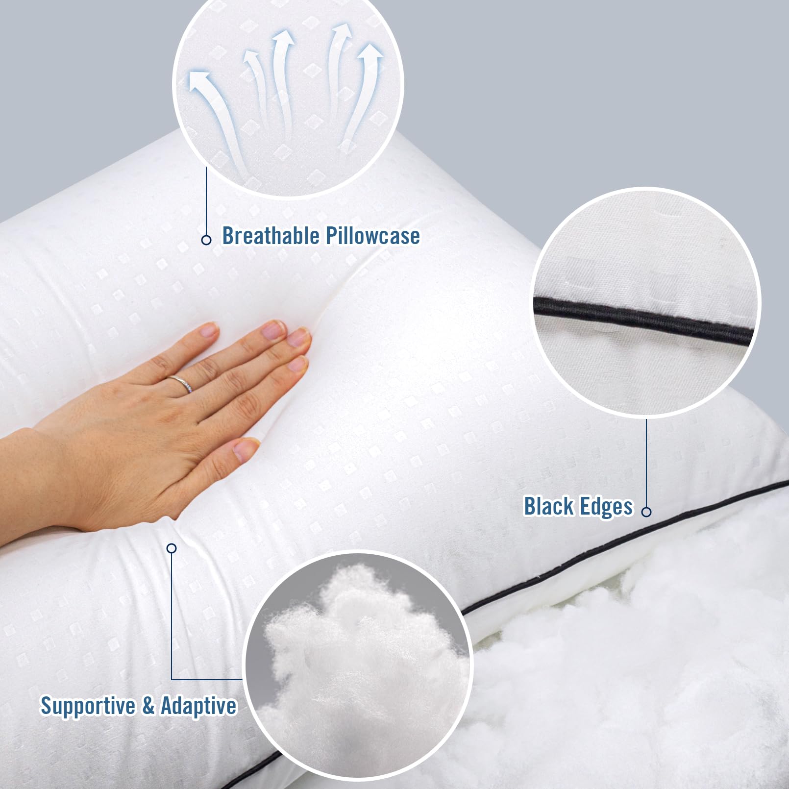 Higoom almohada colocada en una cama, demostrando confort y estilo