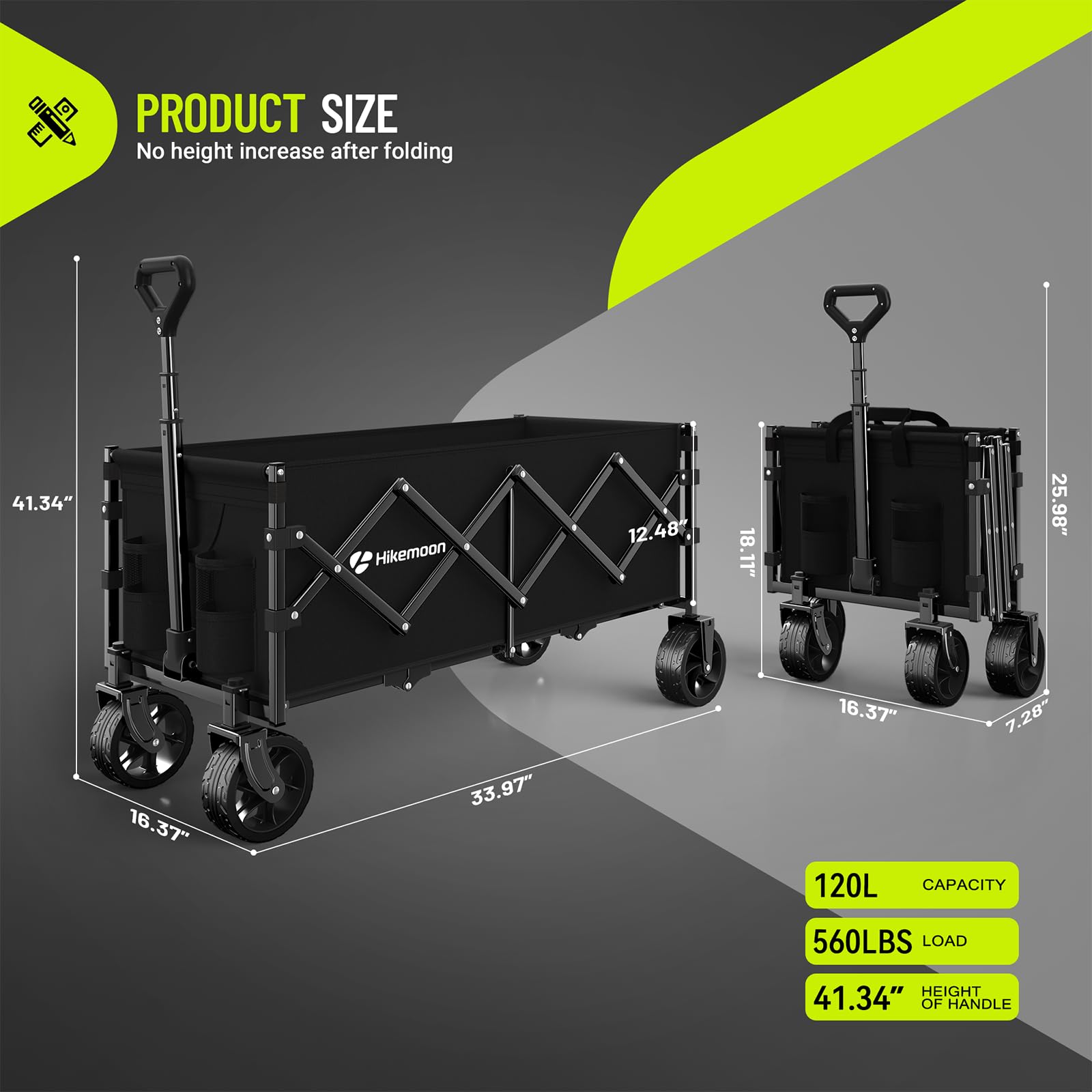 HIKEMOON detalle de ruedas anchas 5x2 que mejoran tracción y estabilidad