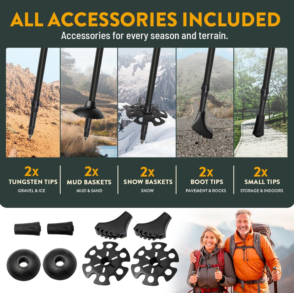 Hiker Hunger Outfitters puntas y accesorios mostrando compatibilidad y protección para terrenos