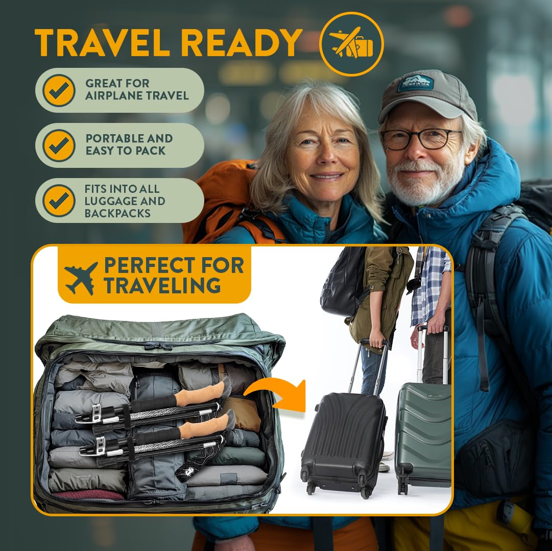Hiker Hunger Outfitters comparación de tamaño desplegado y plegado para referencia de escala