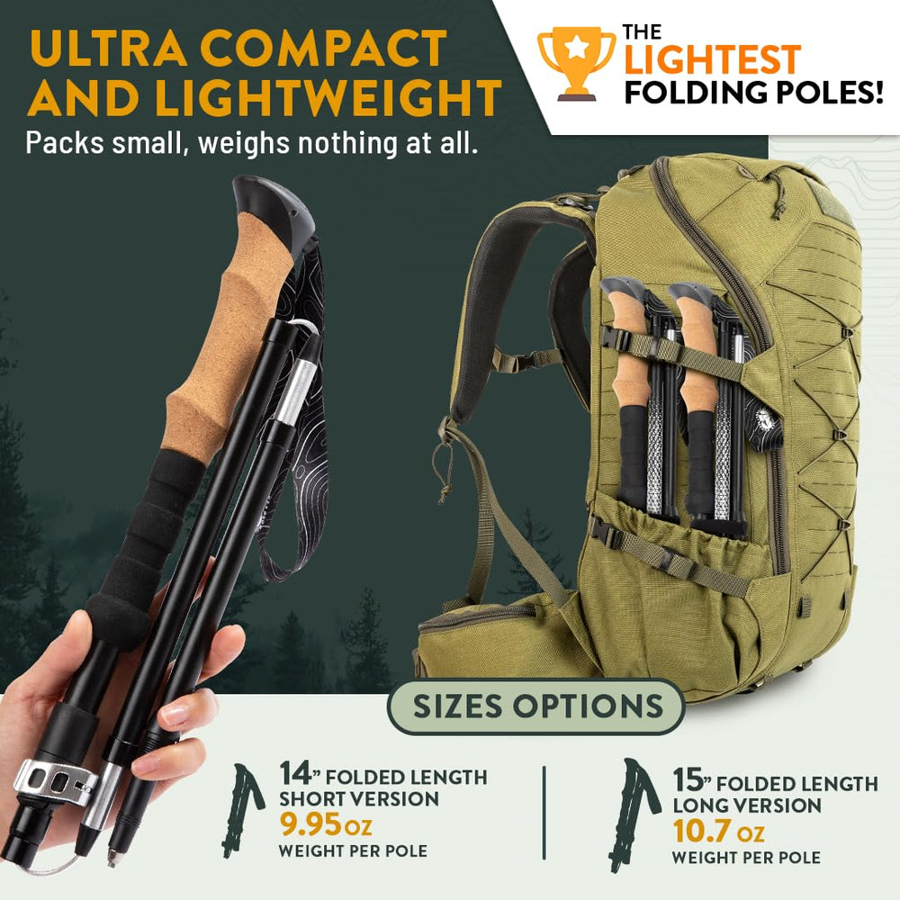 Hiker Hunger Outfitters primer plano del mango de corcho con agarre cómodo y anti sudor