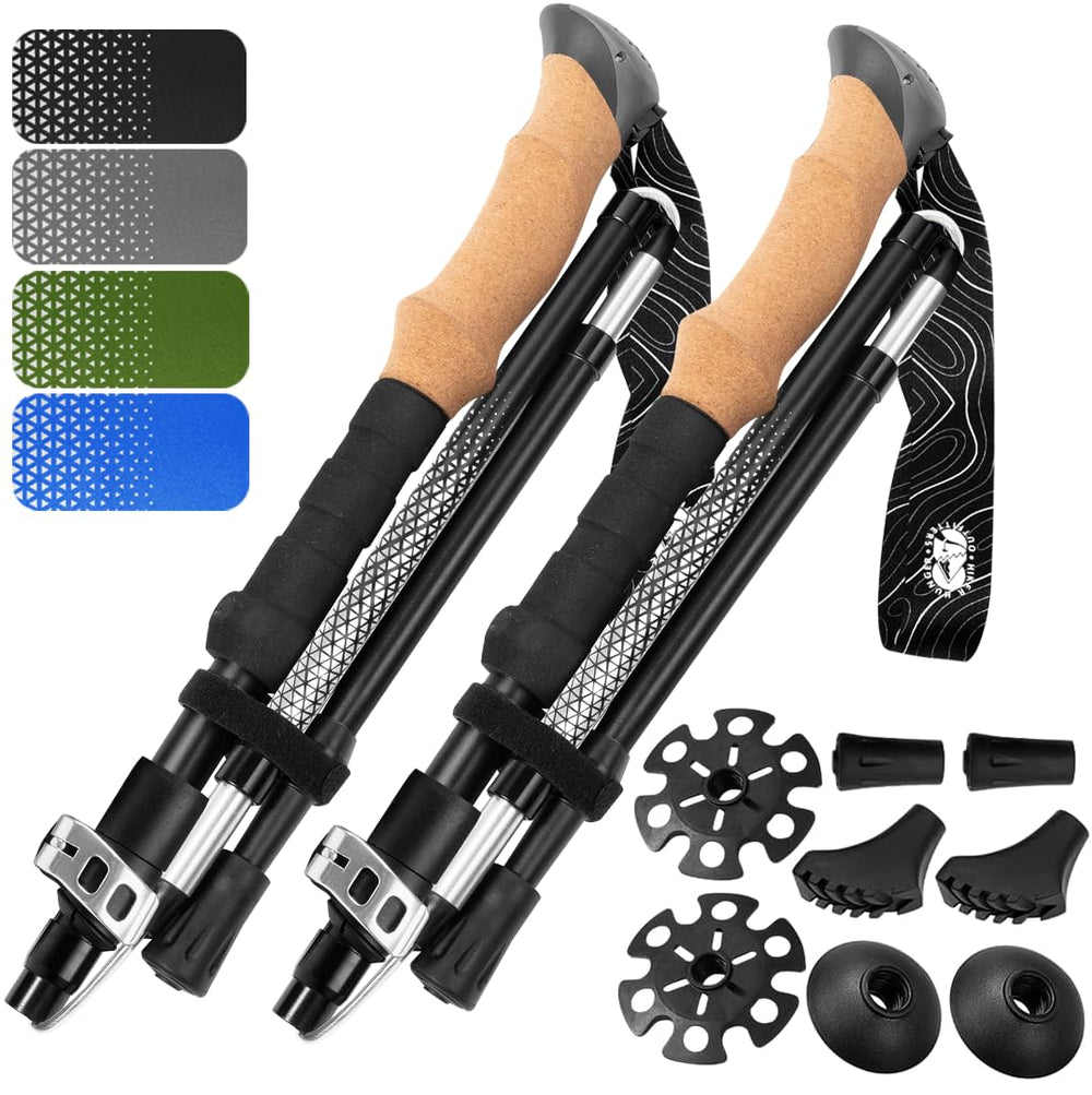 Hiker Hunger Outfitters frontal del paquete mostrando bastones compactos y portabilidad