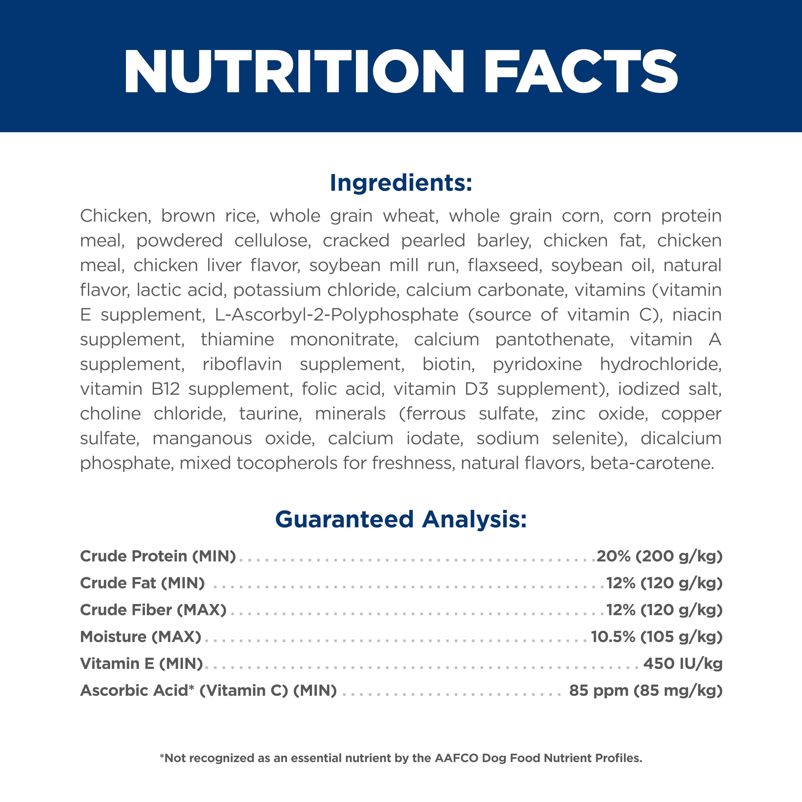 Hill's Science Diet etiqueta con ingredientes naturales y nutrientes