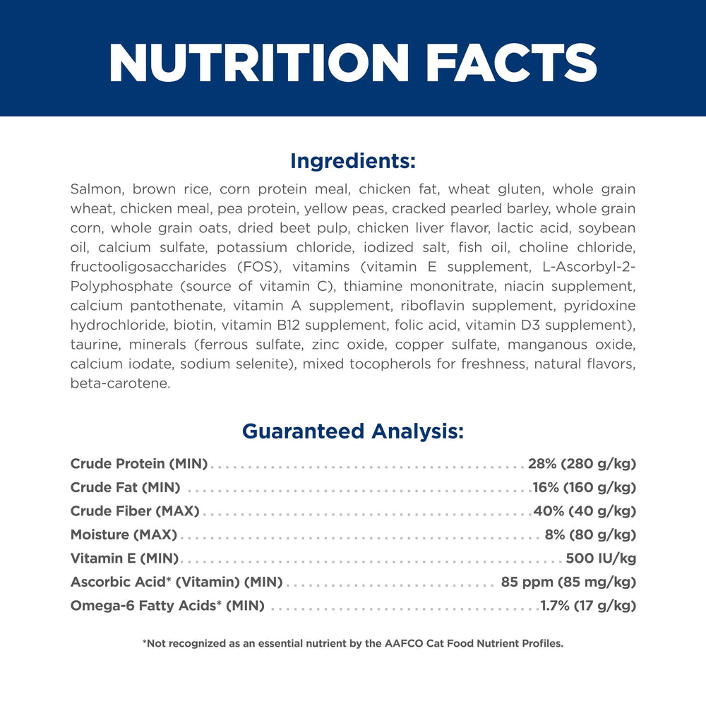 Hill's Science Diet ingredientes naturales en mostrador resaltando calidad