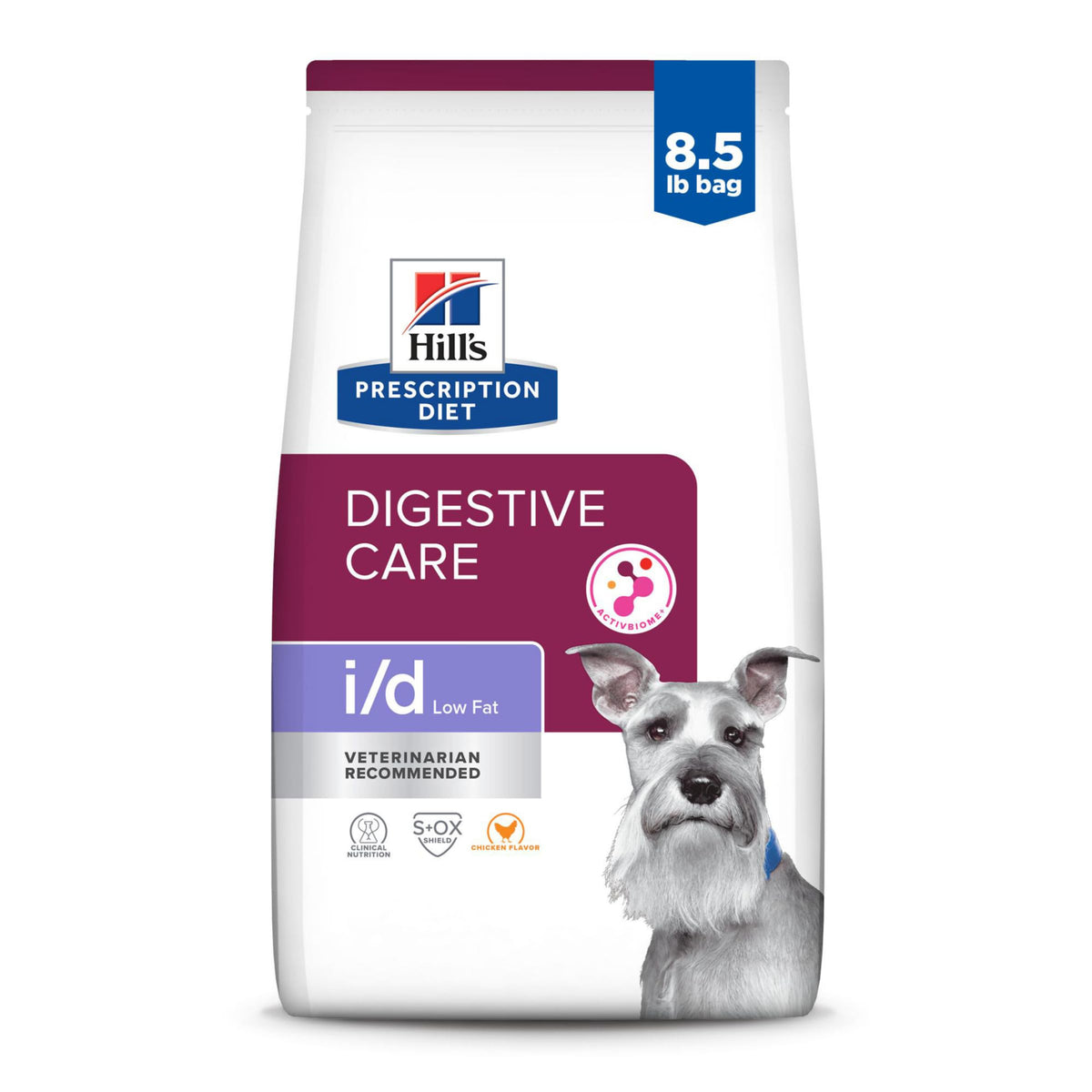 Hill's PRESCRIPTION DIET bolsa frontal mostrando el producto y beneficio digestivo