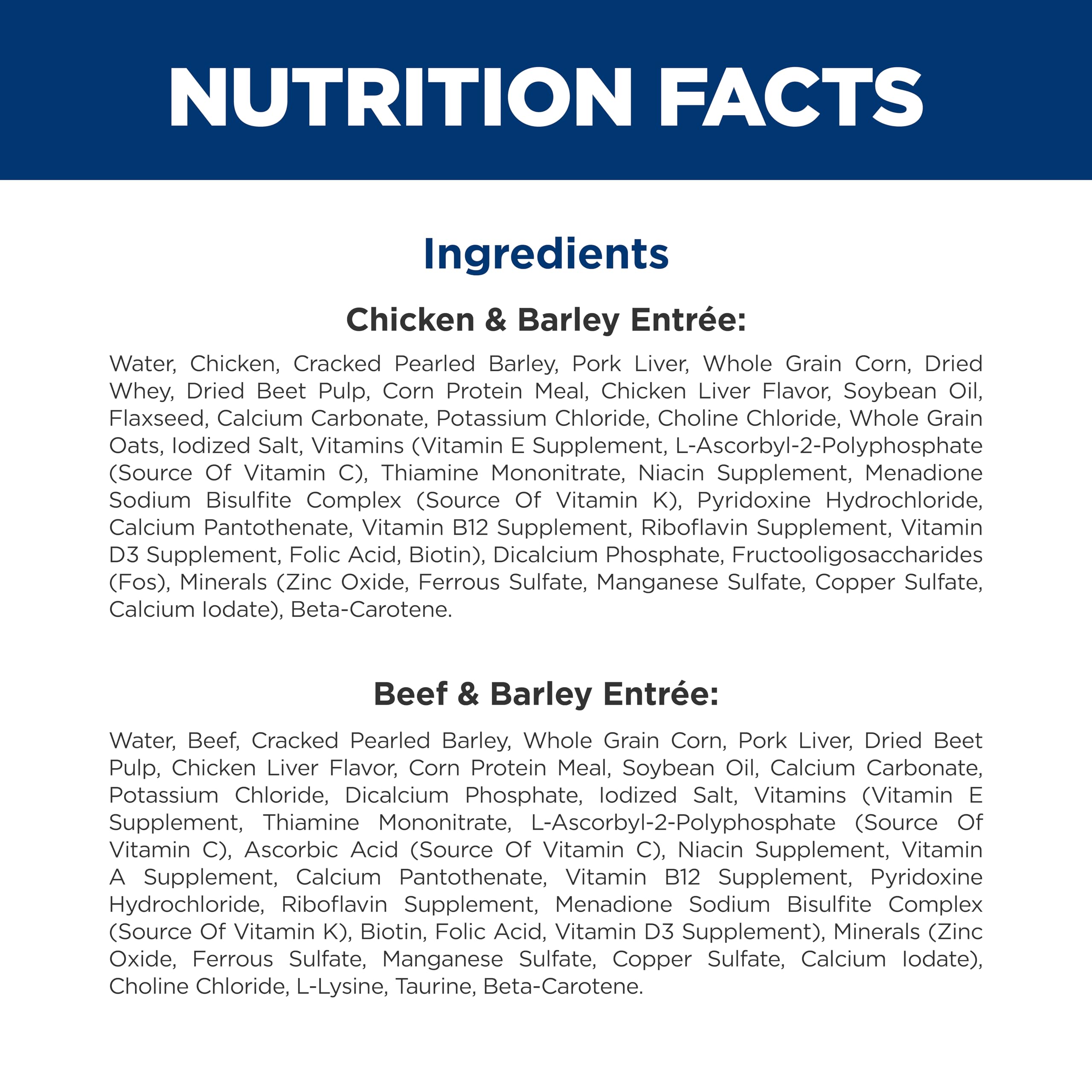 Hill's Science Diet etiqueta de ingredientes mostrando origen confiable