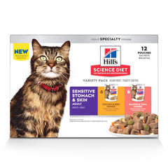 Hill's Science Diet frente del empaque mostrando variedad y conveniencia
