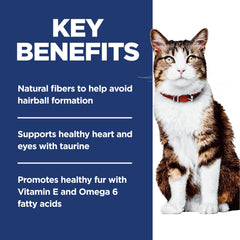 Hill's Science Diet gato comiendo en plato con mejora de bolas de pelo