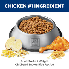 Hill's Science Diet fresh chicken and brown rice ingredients displayed