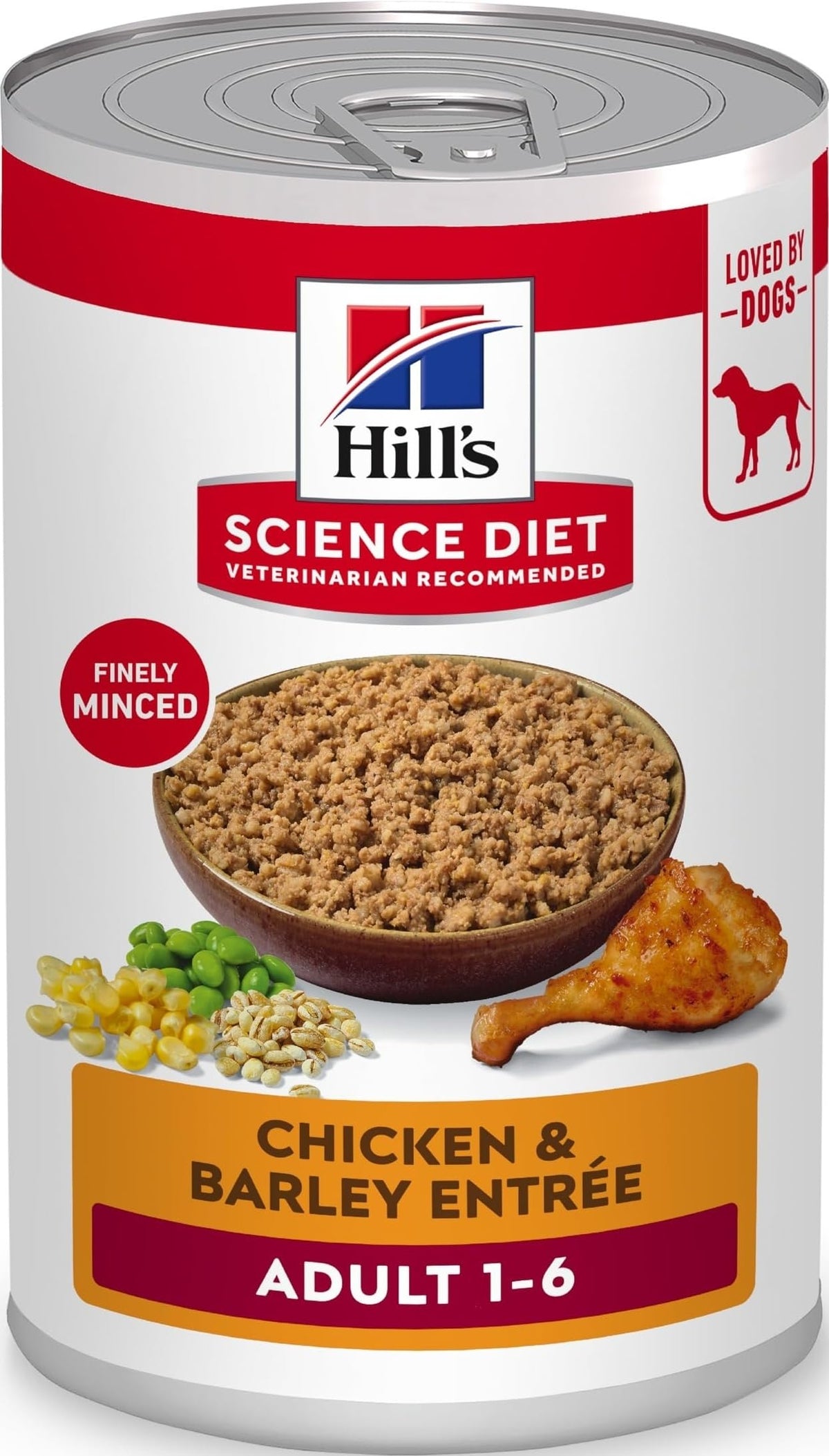 Hill's Science Diet lata frontal mostrando diseño y beneficio nutricional