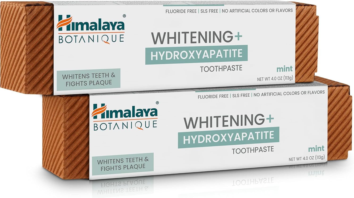 Himalaya frente del pack de dos tubos mostrando embalaje y beneficio blanqueante