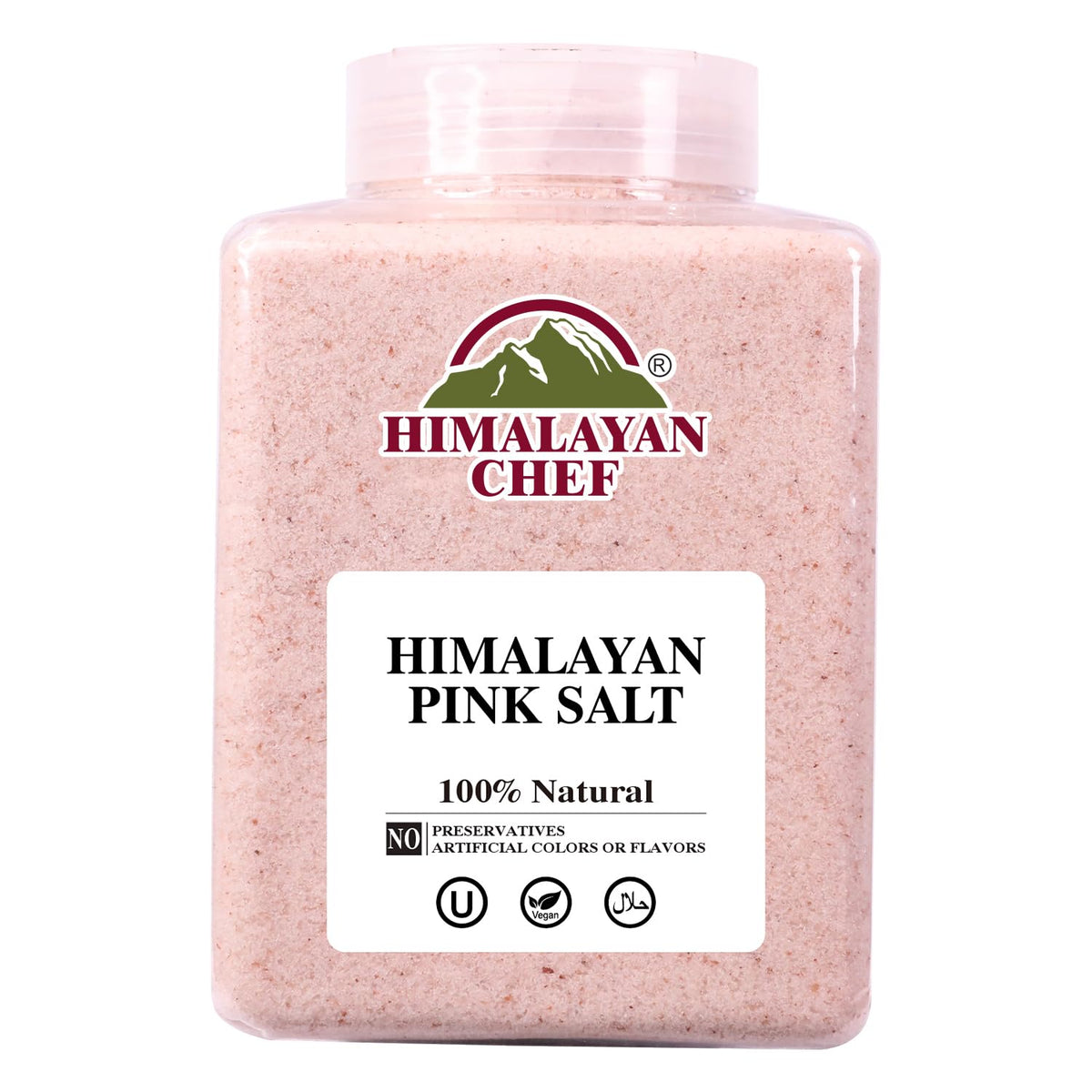 Himalayan Chef frasco frontal mostrando 5 lb y conservación segura