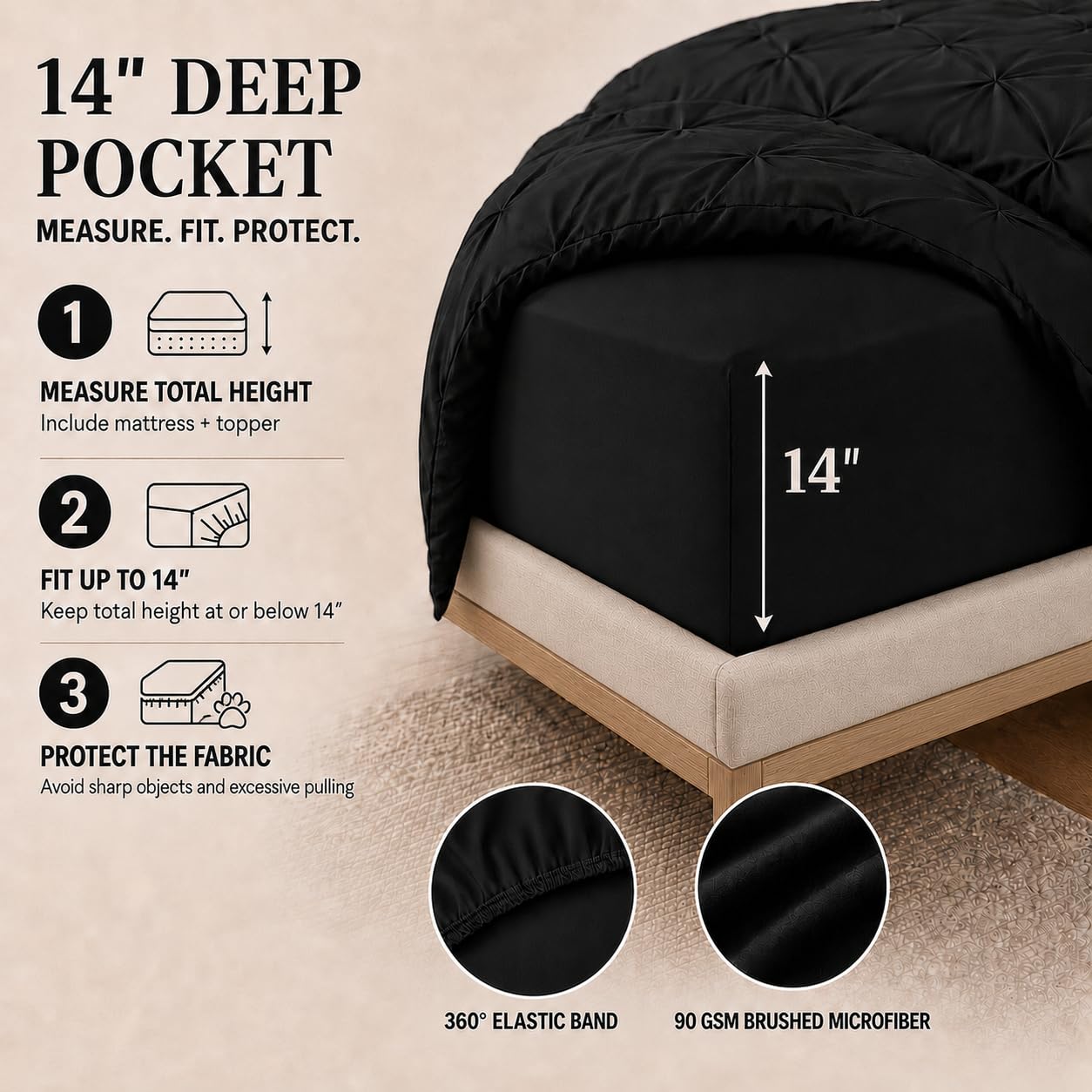 HIMEET comparación de tamaño queen para visualizar cobertura y caída del edredón