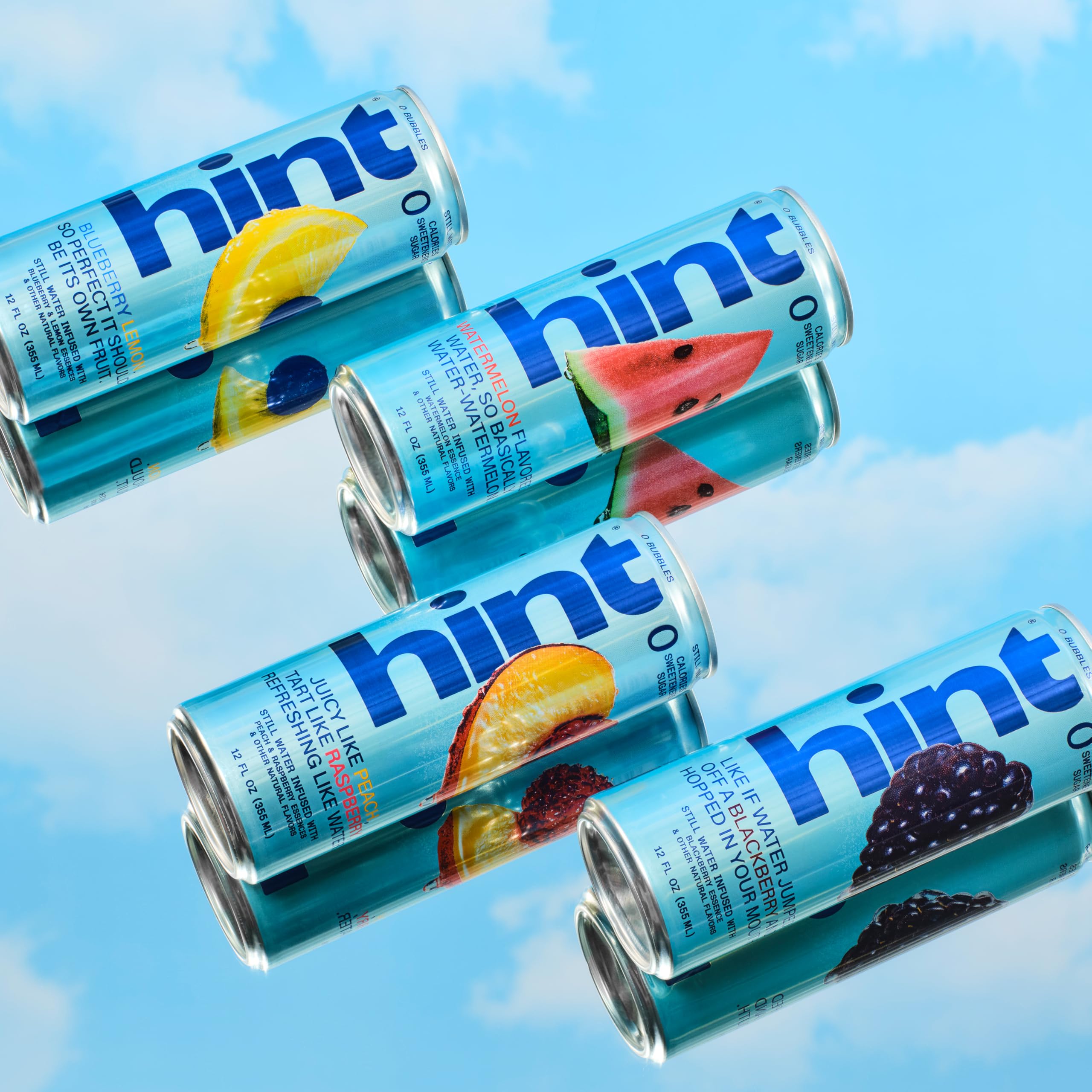 Escena de picnic con latas Hint blueberry lemon como opción refrescante