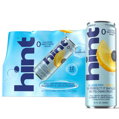 Hint lata frente del empaque mostrando diseño y sabor blueberry lemon