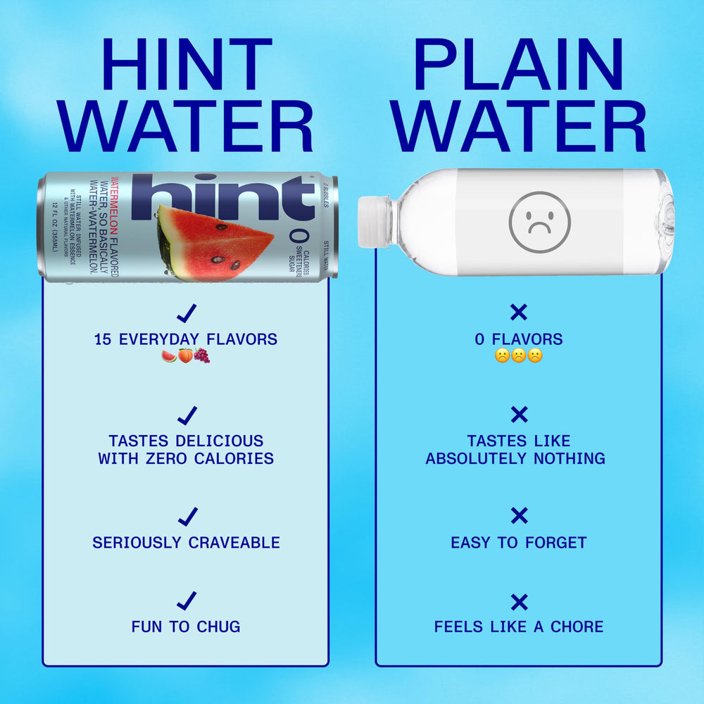 Hint lata abierta vista superior con borde brillante, lista para beber
