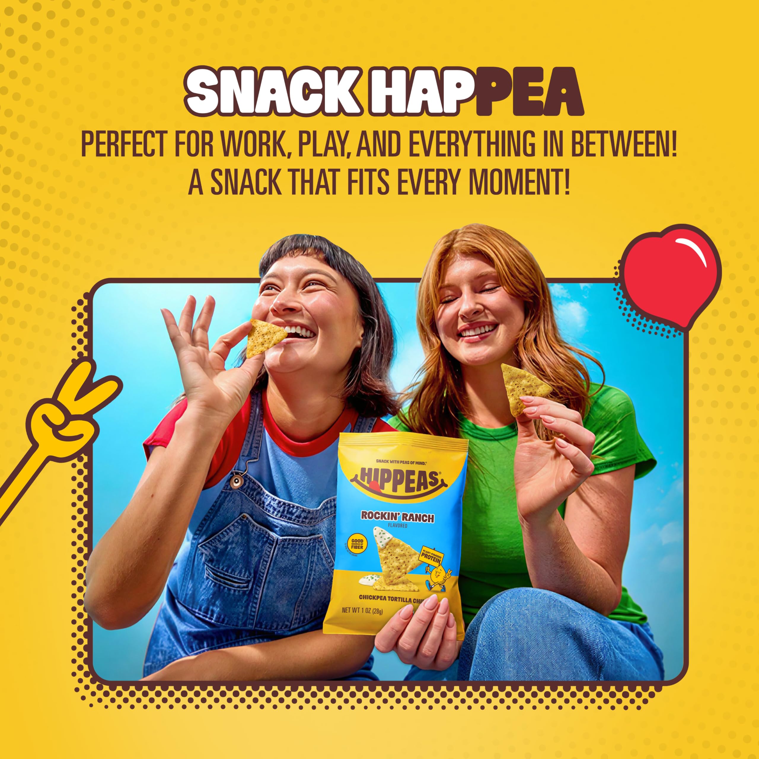 HIPPEAS chips sumergiéndose en hummus, ideal para dips y reuniones