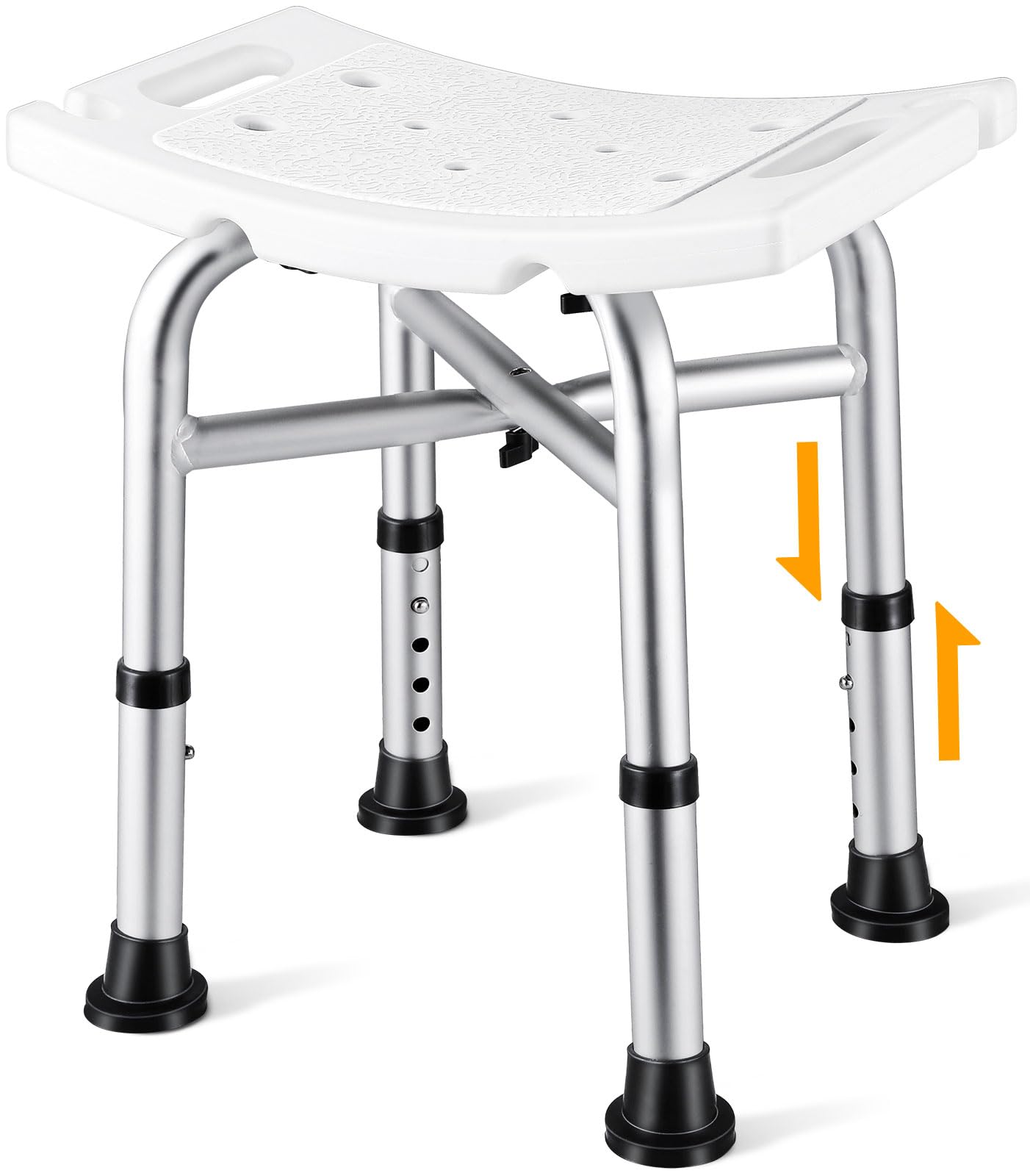Hiqufet silla de ducha frontal mostrando diseño estable y apoyo seguro